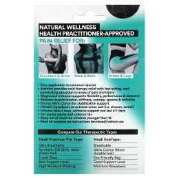 Heali Medical Corp, охлаждающий кинезиологический тейп, черный, 20 нарезанных полосок из 100% хлопка