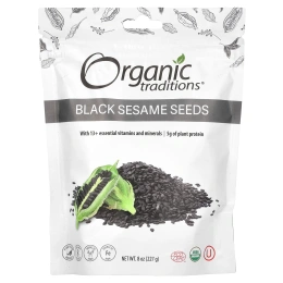 Organic Traditions, семена черного кунжута, 227 г (8 унций)