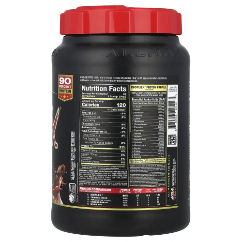 ALLMAX Nutrition, Isoflex, 100%-yный сверхчистый изолят сывороточного белка (ИСБ с фильтрацией частиц заряженными ионами), шоколад, 907 г (2 фунта)