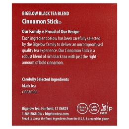 Bigelow, Black Tea, Cinnamon Stick®, 20 чайных пакетиков, 36 г (1,28 унции)