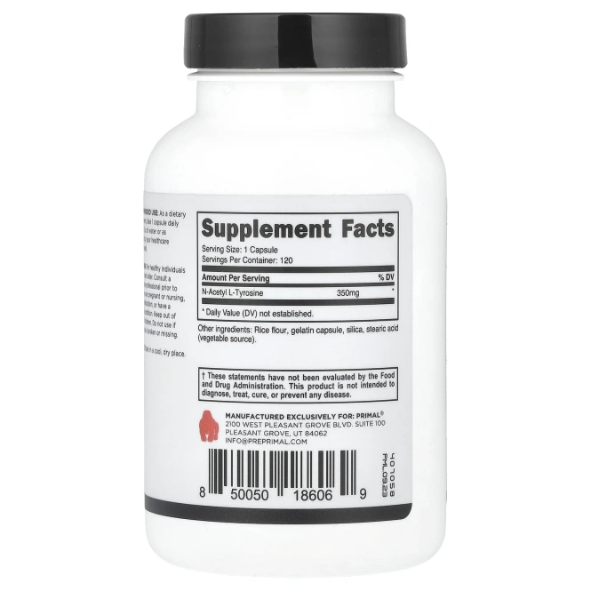 PrePrimal, N-ацетил L-тирозин, 350 мг, 120 капсул