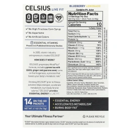 Celsius, Live Fit, черничный лимонад, 14 пакетиков, по 5,48 г (0,19 унции)