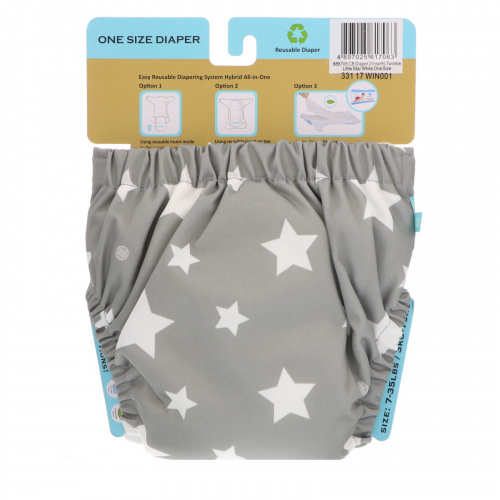 Charlie Banana, Reusable Diapering System, Grey, One Size Diaper, 1 Diaper