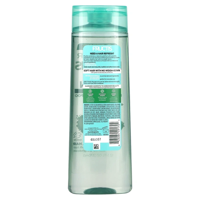 Garnier, Fructis, Pure Clean, укрепляющий шампунь с алоэ, 370 мл