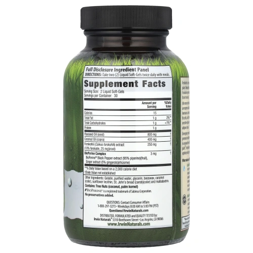 Irwin Naturals, Форсколин Низкожировая диета, 60 жидких капсул