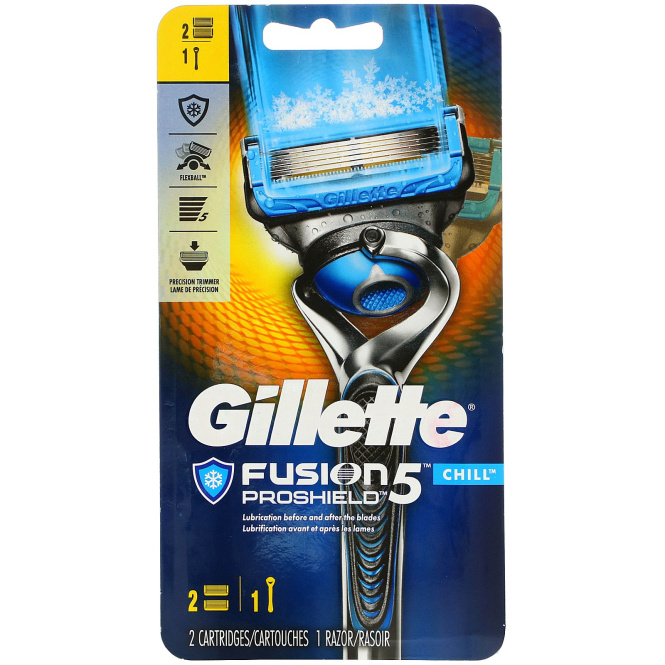 Gillette, Бритва Fusion5 Proshield, Chill, 1 бритва + 2 кассеты
