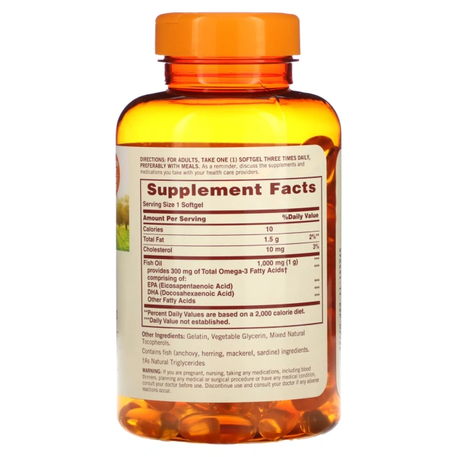 Sundown Naturals, Рыбий жир, 1000 мг, 144 мягких таблеток