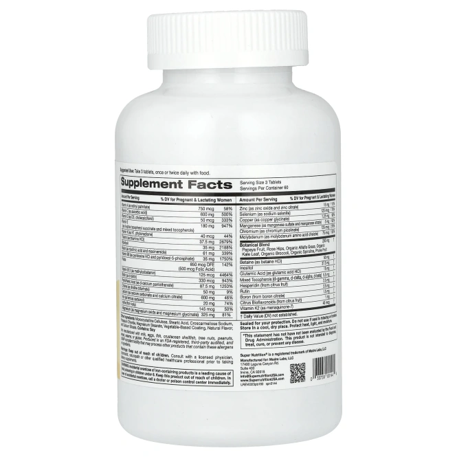 Super Nutrition, Смесь для беременных, 180 таблеток