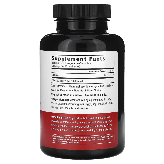 Force Factor, L-таурин, 500 мг, 180 растительных капсул