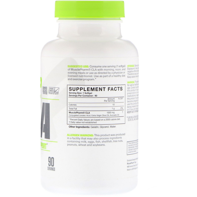 MusclePharm, Essentials, CLA, 1000 мг, 90 мягких таблеток