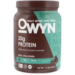 OWYN, Protein 100% Plant-Based Powder, Dark Chocolate, 1.2 lb (539 g)