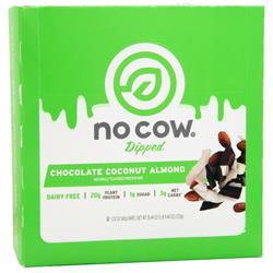 D's Naturals, Протеиновый батончик No Cow Dipped Шоколадный кокосовый миндальный 12 батончиков