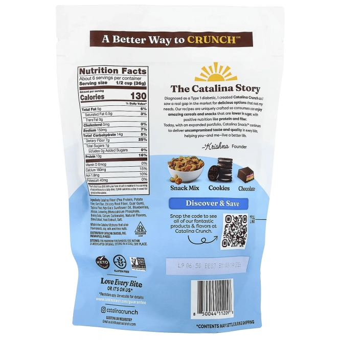 Catalina Crunch, протеиновые хлопья, со вкусом голубики, 227 г (8 унций)