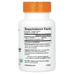 Doctor's Best, Ацетил-L-карнитин с Biosint Carnitines, 500 мг, 60 вегетарианских капсул