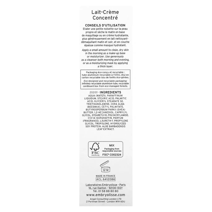 Embryolisse, Концентрированный крем-молочко, многофункциональное питательное и увлажняющее средство, 75 мл (2,54 жидк. унции)