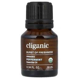 Cliganic, Органическое эфирное масло, перечная мята, 10 мл (0,34 жидк. Унции)