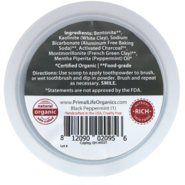 Primal Life Organics, Зубной порошок для грязного рта, черная перечная мята, 1 унция (28 г)