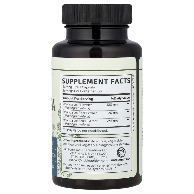 Nobi Nutrition, чистая моринга, 5000 мг, 60 капсул