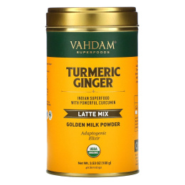 Vahdam Teas, смесь для латте, куркума и имбирь, 100 г (3,53 унции)