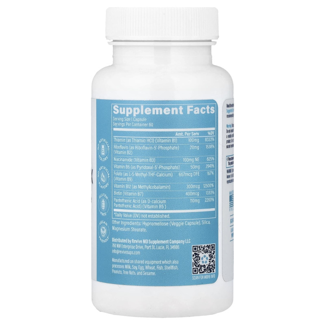 Revive, комплекс витаминов группы B, 60 вегетарианских капсул