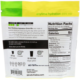SKRATCH LABS, Anytime Hydration Drink Mix, Lemon & Lime, 9.2 oz (260 g)