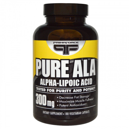 Primaforce, Натуральная альфа-липоевая кислота, 300 мг, 180 растительных капсул