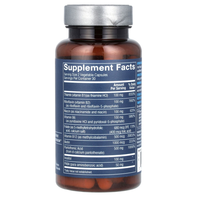 Vthrive, Биоактивный комплекс витаминов группы B, 60 растительных капсул