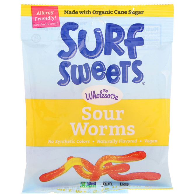 Surf-Sweets, Кислые червячки, 2,75 унции (78 г)