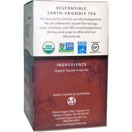 Choice Organic Teas, Органический, банча хойча, зеленый чай, 16 чайных пакетиков по 1,1 унции (32 г)