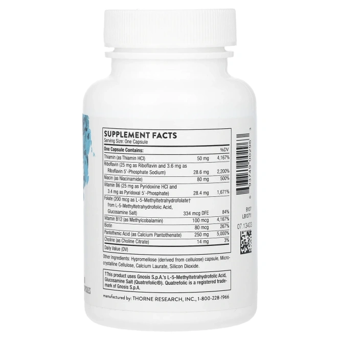 B-Complex Stress Thorne Research Комплекс витаминов В, 60 растительных капсул
