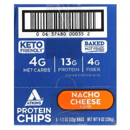 Atkins, Протеиновые чипсы с сыром Начо 8 шт.