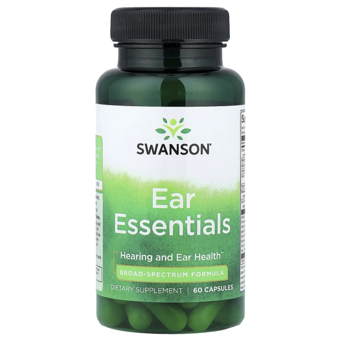 Swanson, Ear Essentials, средства для ушей, 60 капсул