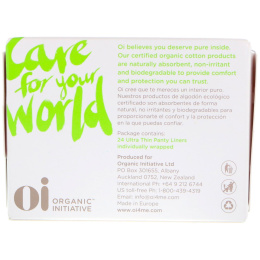 Oi, Organic Cotton Ultra Thin Panty Liners, 24 Liners
