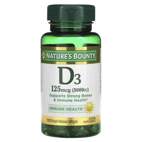 Nature's Bounty, D3, Maximum Strength, 5000 МЕ, 150 Softgels