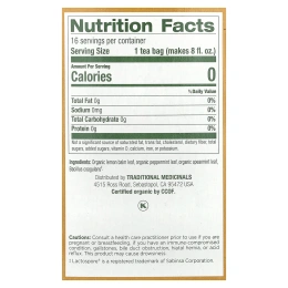 Traditional Medicinals, Organic Herbal Tea, ежедневный пробиотик с тройной мятой, без кофеина, перечная мята, мята колосистая и лимонная мелисса, 16 чайных пакетиков в упаковке, 24 г (0,85 унции)