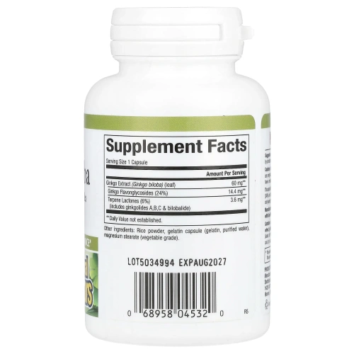 Natural Factors, Гингко билоба, 60 капсул