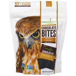 Endangered Species Chocolate, Chocolate Bites, Темный Шоколад с  Миндалем и Морской Солью, 4,7 унции (133 г)