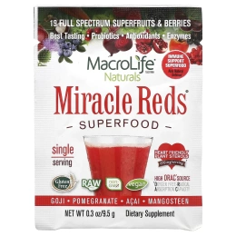 Macrolife Naturals, Miracle Reds, суперфуд, годжи, гранат, асаи, мангостан, 9,5 г (0,3 унции)