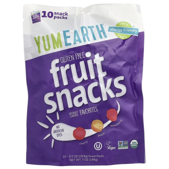 YumEarth, органические фруктовые снеки, ассорти любимых вкусов, 10 упаковок по 19,8 г (0,7 унции)