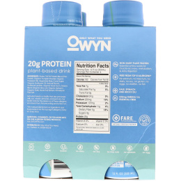 OWYN, Protein Plant-Based Shake, Smooth Vanilla, 4 Shakes, 12 fl oz (355 ml) Each