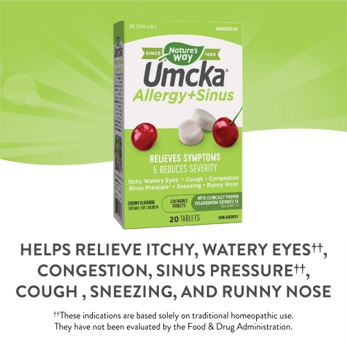 Nature's Way, Umcka, Allergy & Sinus, 20 Chewable Tablets