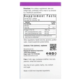Bluebonnet Nutrition, Натуральный омега-3 жир лосося, 1000 мг, 180 мягких капсул