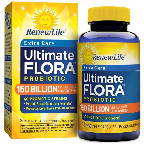 Renew Life, Дополнительный уход, пробиотик Ultimate Flora, 150 млрд живых культур, 30 растительных капсул