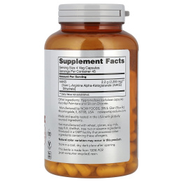 NOW Foods, AAKG 2200, 180 растительных капсул (550 мг на капсулу)