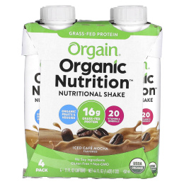 Orgain, Organic Nutrition, питательный коктейль, ледяной кофейный мокко, 4 пакетика, по 330 мл (11 жидк. унц.)