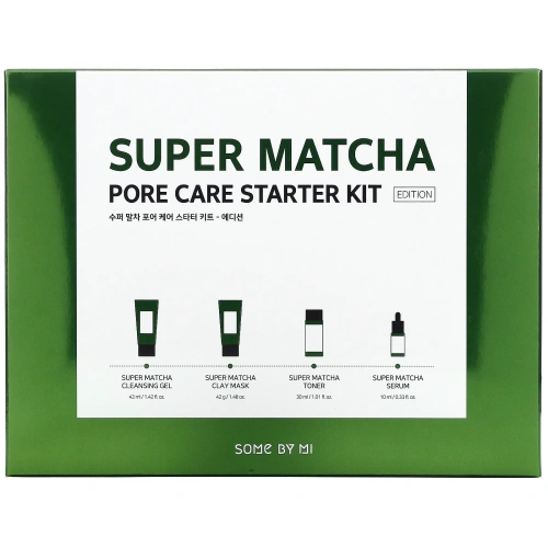 Some By Mi, Super Matcha Pore Care, стартовый набор с матчей для очищения пор, 4 предмета