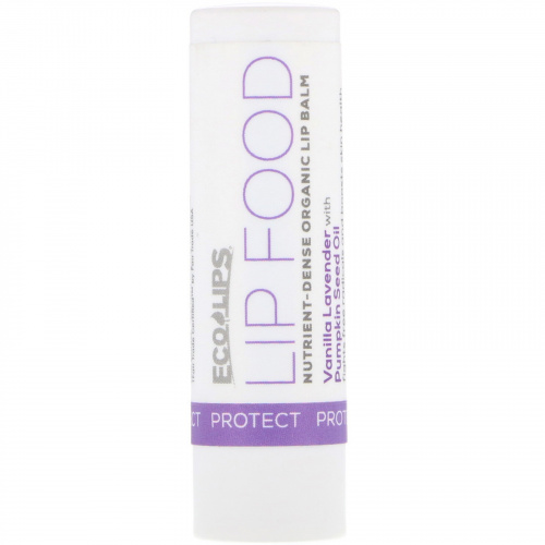 Eco Lips Inc., Lip Food, Protect, Nutrient-Dense Organic Lip Balm, Vanilla Lavender, .15 oz (4.25 g)