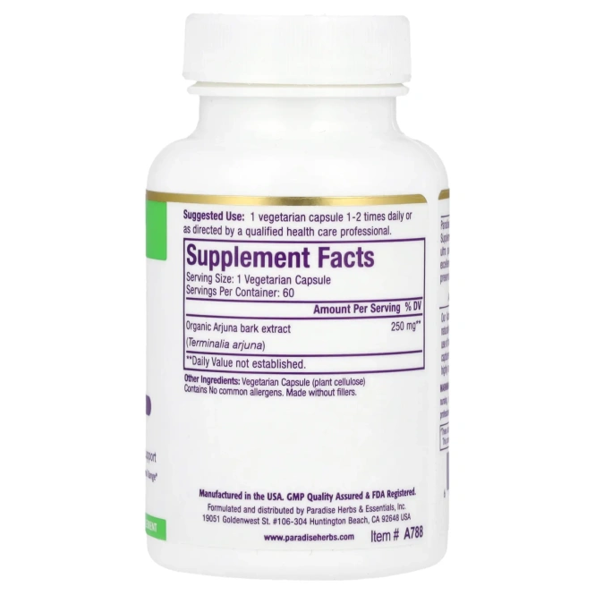 Paradise Herbs, Arjuna, 60 вегетарианских капсул