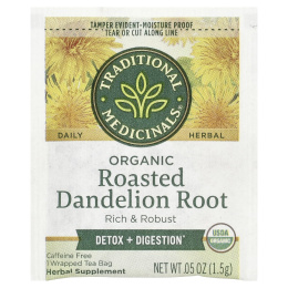 Traditional Medicinals, органический обжаренный корень одуванчика, без кофеина, 16 чайных пакетиков в упаковке, 24 г (0,85 унции)