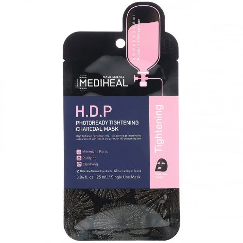Mediheal, H.D.P., угольная маска, повышающая упругость кожи, 5 шт. по 25 мл